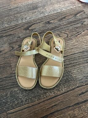 Mini Melissa Girls' Gold Glitter Slingback Sandals